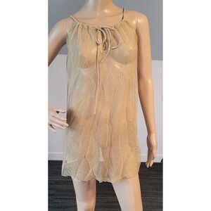 Ritchie Women Loose Polyester Gold Bikini Cover Up Sheer Short Dress O/S R8097
